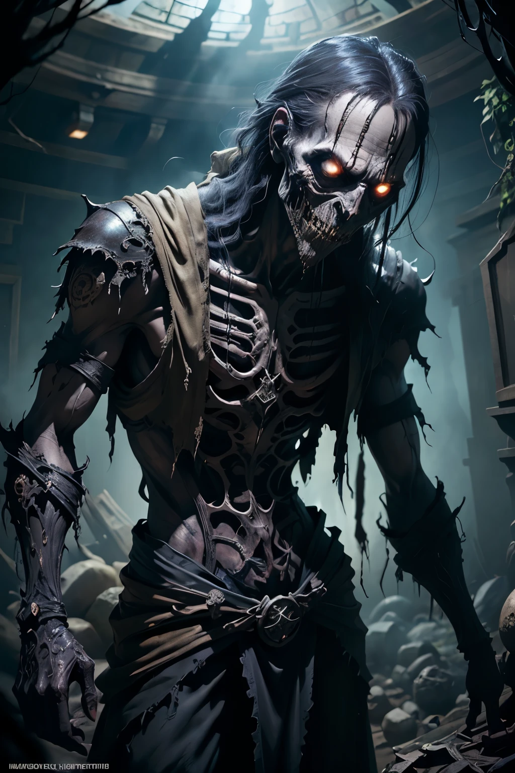 ((Best quality)), ((masterpiece)), ((realistic cartoon)), ((perfect character)):

Ghoul, bones,Disgruntled Employee,deadly death,In this stunning and highly detailed realistic cartoon. The Disgruntled Employee stands curved with, clad in shrouded in dark garment, complete with flowing garments and ornate patterns. His face is high, adding to his evil and deadly appearance.

The Disgruntled Employeechannels the power of darkness, conjuring dazzling rays and dark energies. The scene is set in a thematically rich environment, filled with magical vibes, and mystical symbols that enhance the ambiance. The lighting, crafted with a cinematic touch, casts a spellbinding glow, emphasizing the evil aura surrounding the Disgruntled Employee.

Every element of this masterpiece is carefully designed to create a sense of realism and immersion. The intricacies of the Disgruntled Employee ghoul armor, the mesmerizing effects of his conjurations, and the level of detail in his weathered face all contribute to a captivating visual experience. This artwork is presented in stunning UHD resolution, allowing you to appreciate every nuance and intricacy in breathtaking detail.

View from above,fisheye,Eye level, scenic, masterpiece,mtg art,magic the gathering art.