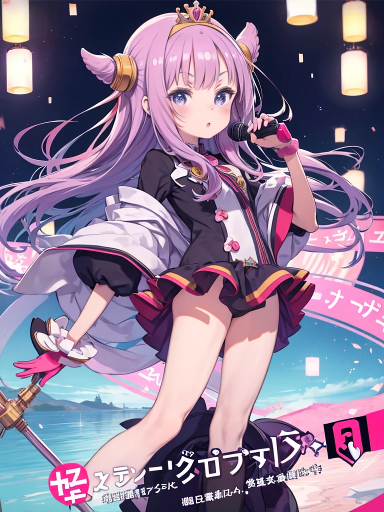 anime girl with long purple hair and pink gloves, animeマンガロボット!! anime Girl, Marin Kitagawa Fan Art, (anime Girl), anime Moe Art Style, anime Style, anime Best Girl, anime !!!!!!!!!!!!!!!, Zero-chan Art, anime Girl, Cute anime Manga Style, anime Art Style, Cute anime Girl [Guess no Ko], Yokoyari Mengo, Idol singer, blue sky, sunset