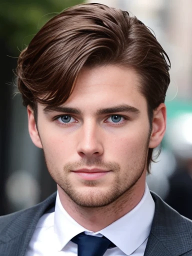 rich and handsome Irish man, focus on face