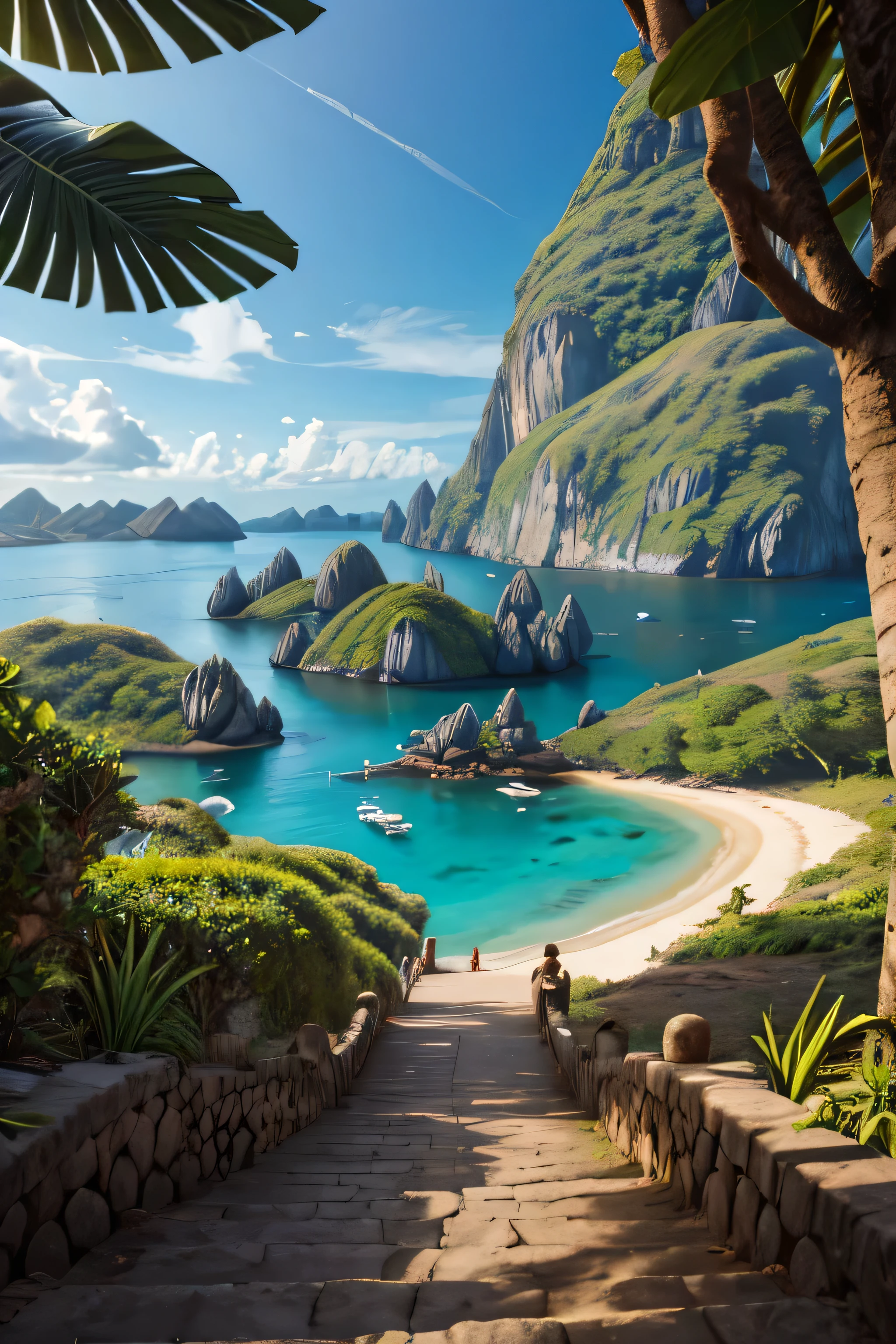 Generate a cover for the book that tells an adventure full of enigmas of a search for treasure on the island of Komodo in Indonesia. A ilha de Komodo tem praias selvagens e cavernas misteriosas.