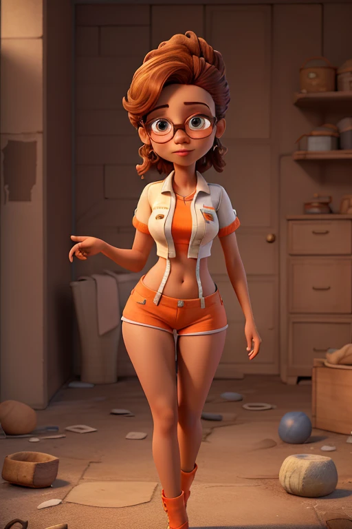 ((best quality)), ((masterpiece)), (detailed), perfect face
slim thick brownskin girl in tattered and sullied orange prison uniform, white toes, glossy lips, wearing glasses, flat-chest, medium ass, orange prison uniform