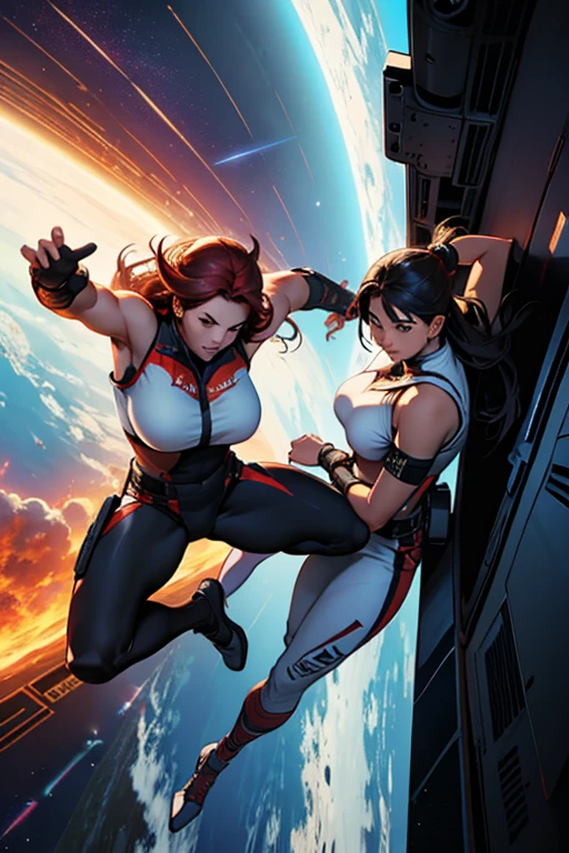 As belas, selvagens, dynamic and sensual warriors defending the space station