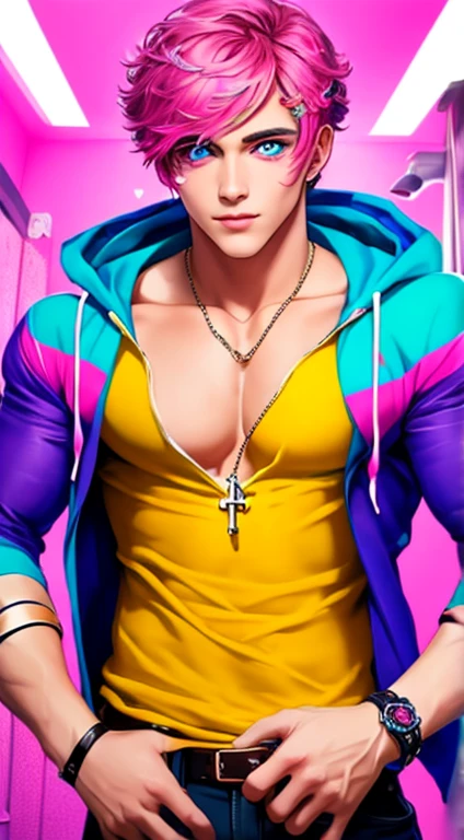 Portraits,{heart effects},{Vivid Color},Pink background, multiple monochromatic colors,Wind,looking at viewer,pretty,{{Pink hospital room}}, {bandages},{pop syringe},short hair,Vivid Color,Beautiful, detailed eyes, jewel-like eyes, colorful eyes, sparkling eyes,{{{Youth}}},Good looking guy,{{{boy}}},{Top quality},{{Colorful mass pills}},{{{colorful mass capsule pills}}},moe sleeves,hoodie,hairpin,rabbit,pink effect,purple cross,pink heart,stuffed cat,pink hair,top quality,CG,High Resolution,Illustration,Beautiful detailed eyes,looking at viewer,finely drawn, {Art Book}, {{Vivid Color}},Long lashes, lots of lashes,{{Face close-up}},leaning to the side,{{{Male}}},mysterious,night,{young men},{{adult men}},{{{sanpaku eyes}}}, {{{scornful eyes}}},{{{He's handsome}}}, {{Beautiful young man}},{{{{Good looking guy}}}}, Colorful, Beautiful, detailed eyes, jewel-like eyes,colorful eyes, sparkling eyes,{{{{{boy}}}}},Wind,{1boy},{1 person}