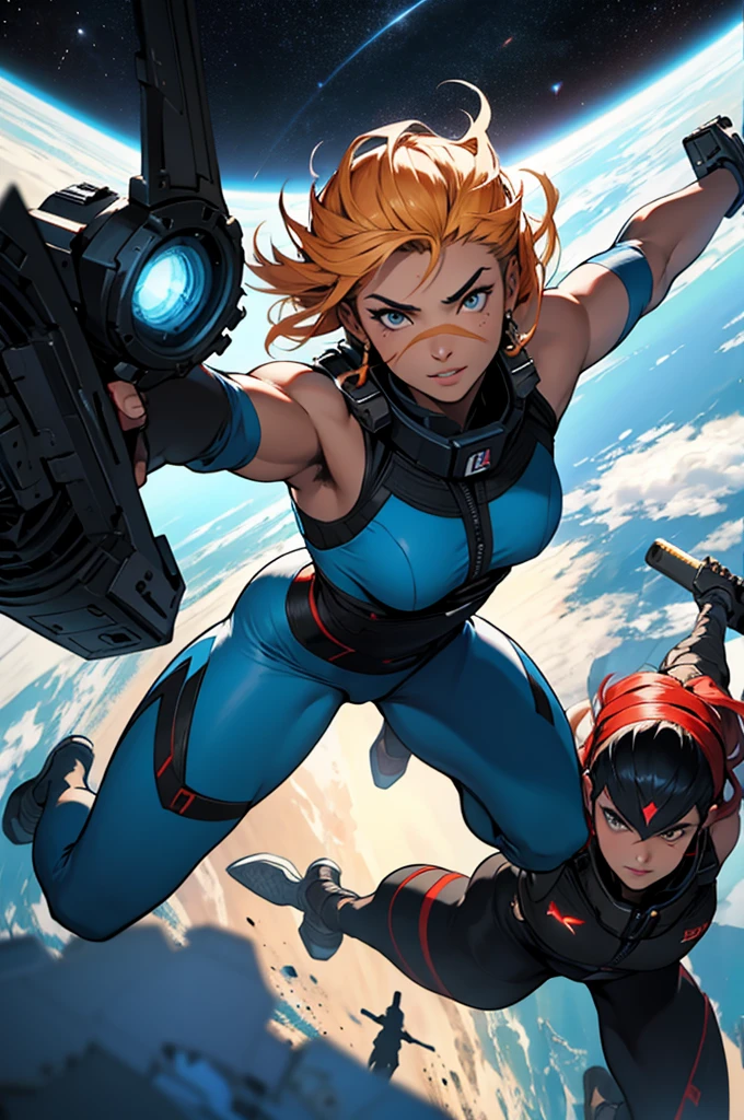 As belas, selvagens, dynamic and sensual warriors defending the space station