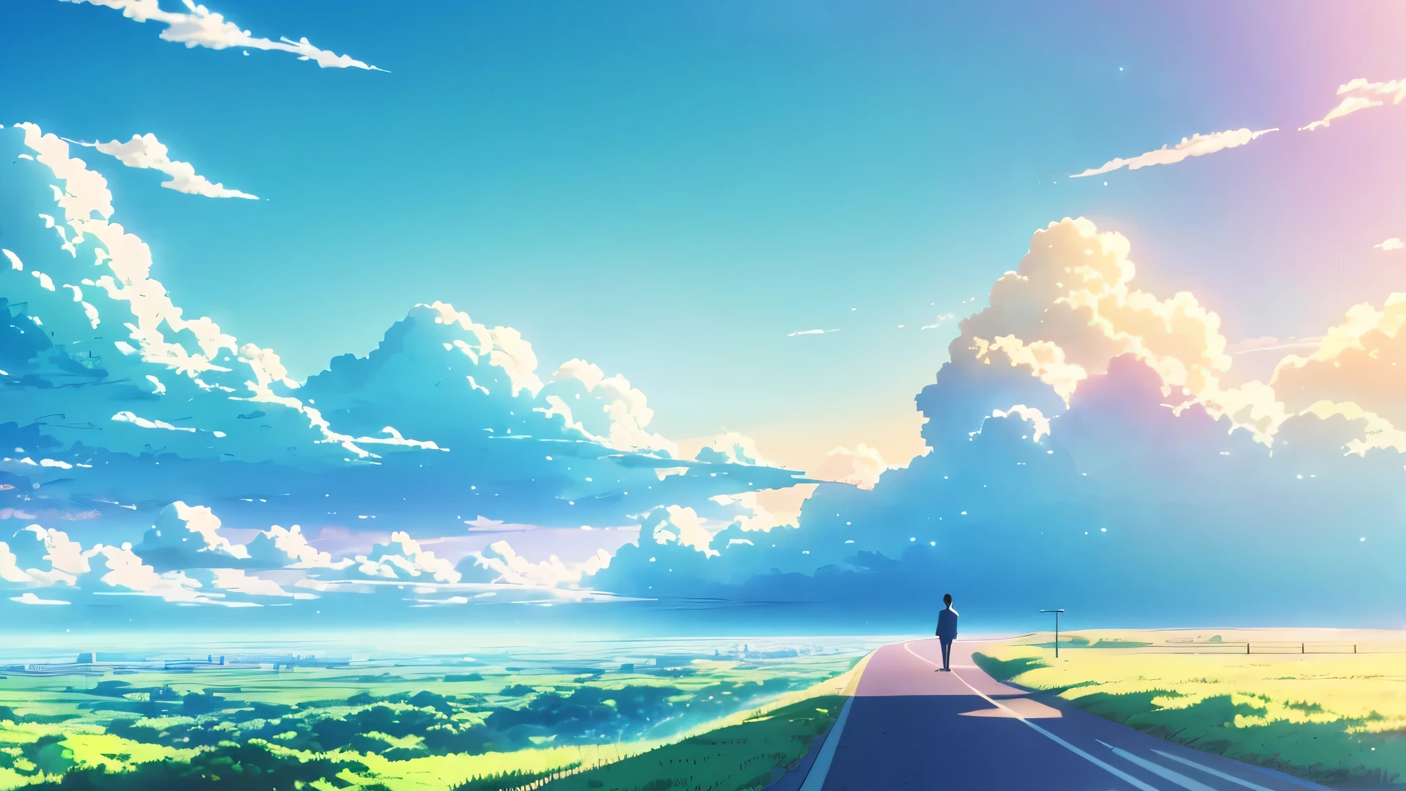 Anime blue sky and clouds, hd anime, anime landscape wallpapers, wallpaper anime, Anime background art, Makoto Shinkai's style, Anime Sky, in the style of makoto shinkai, Makoto Shinkai. —h 2160, 4k manga wallpapers, beautiful anime scenery