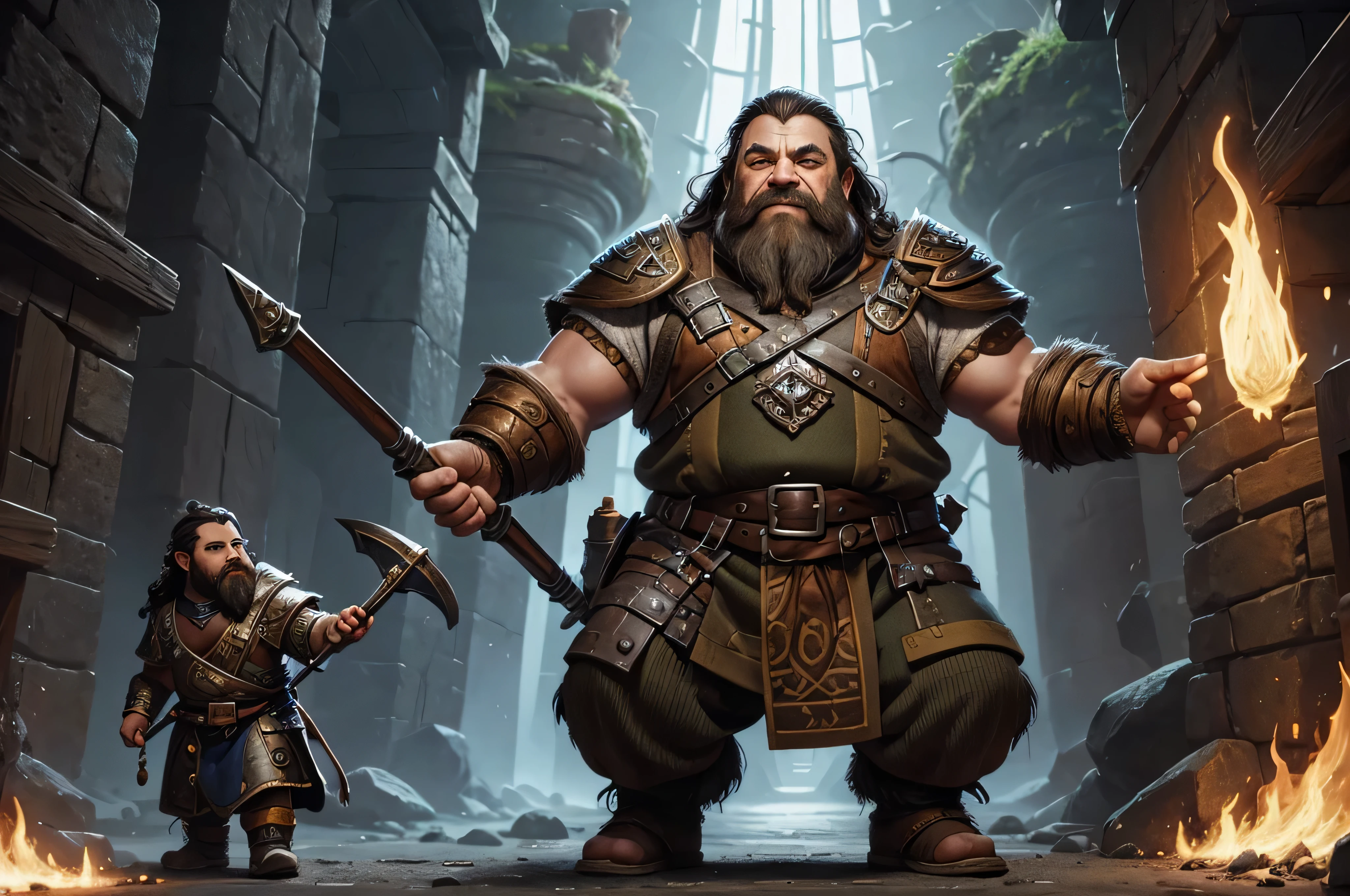 the dwarf god of the forge (digital art, fantasy art, RPG art)