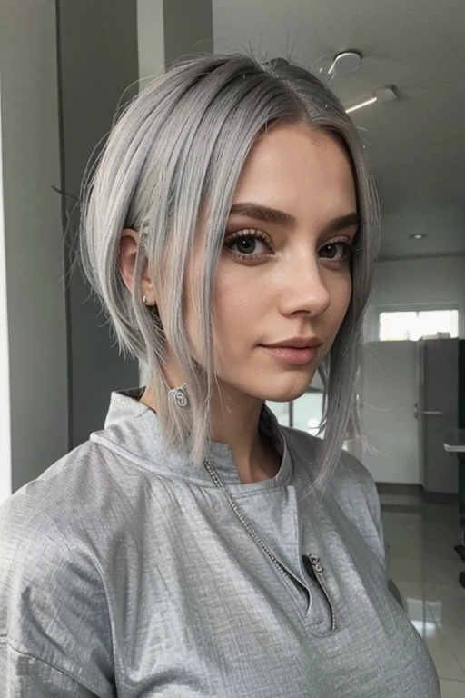 gray platinum hair color woman