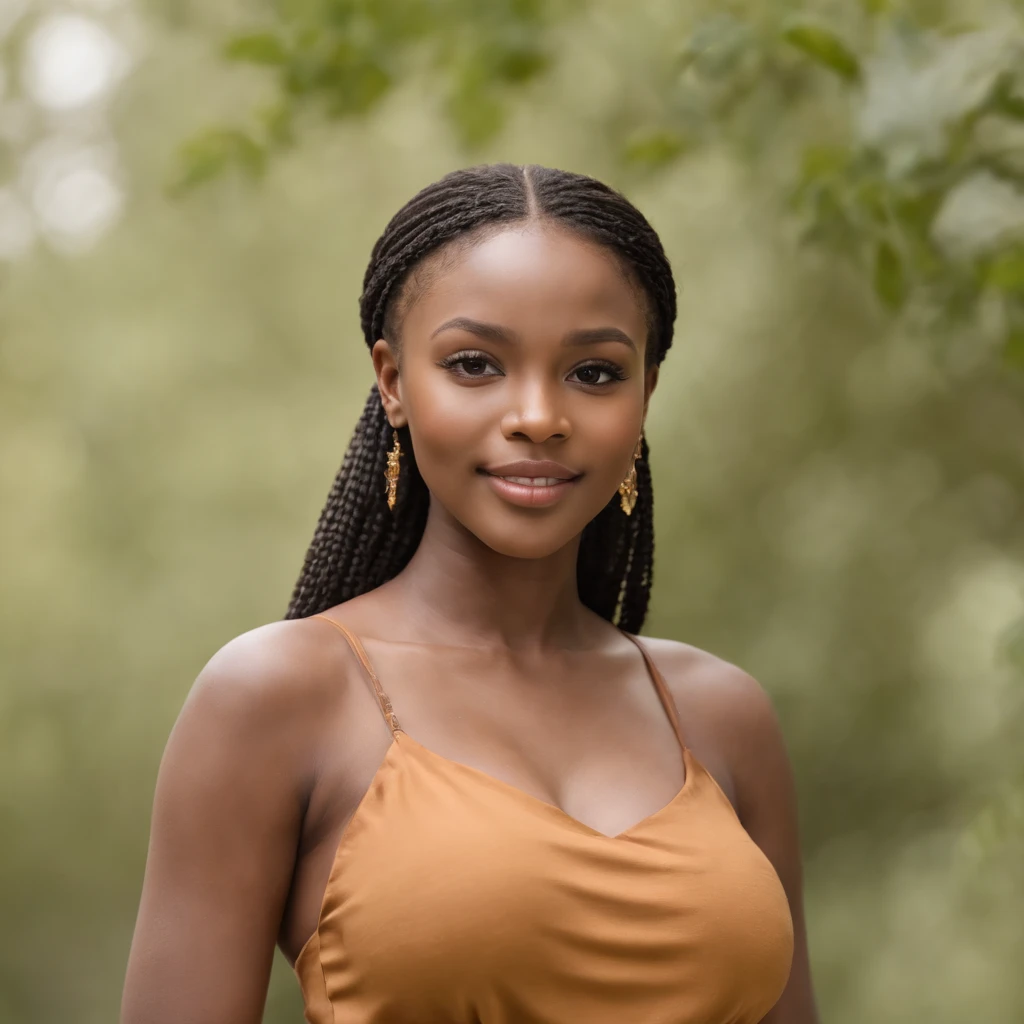 best quality, high detail, (detailed face), detailed eyes,((best quality, masterpiece)), ((2 caramel skinned African girl)), , large butt,large breasts,pierced,pregnant,baby face, (arms at side:1.2),big hip bones, ponytail, black hair, standing, outdoors, smiling