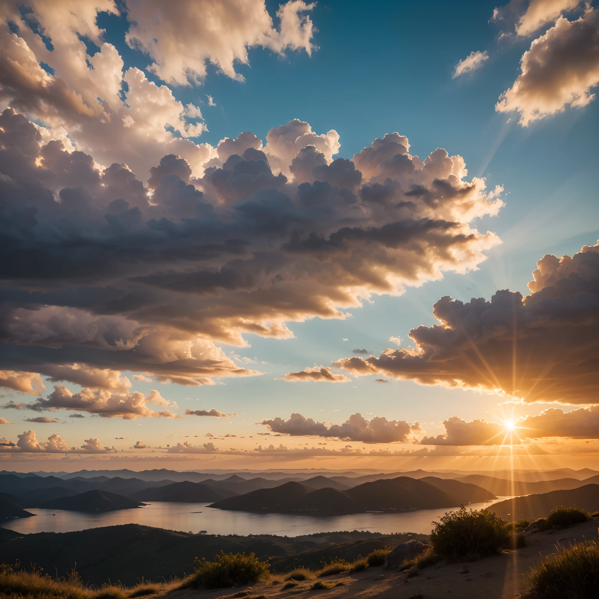 setting sun，Love clouds，heal，photorealestic，SENSE OF CINEMA --auto