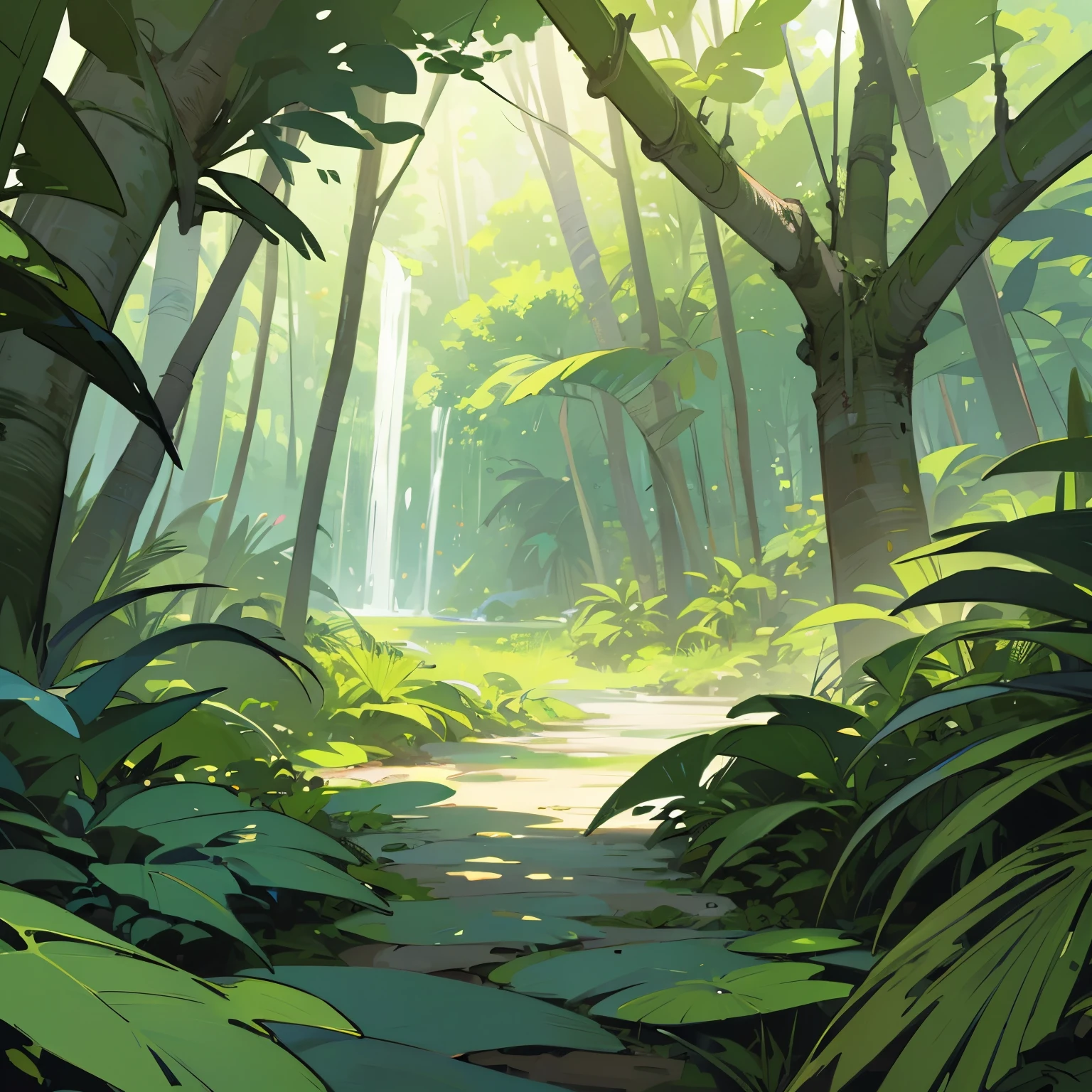 hand drawn tropical forest digital art sketch background