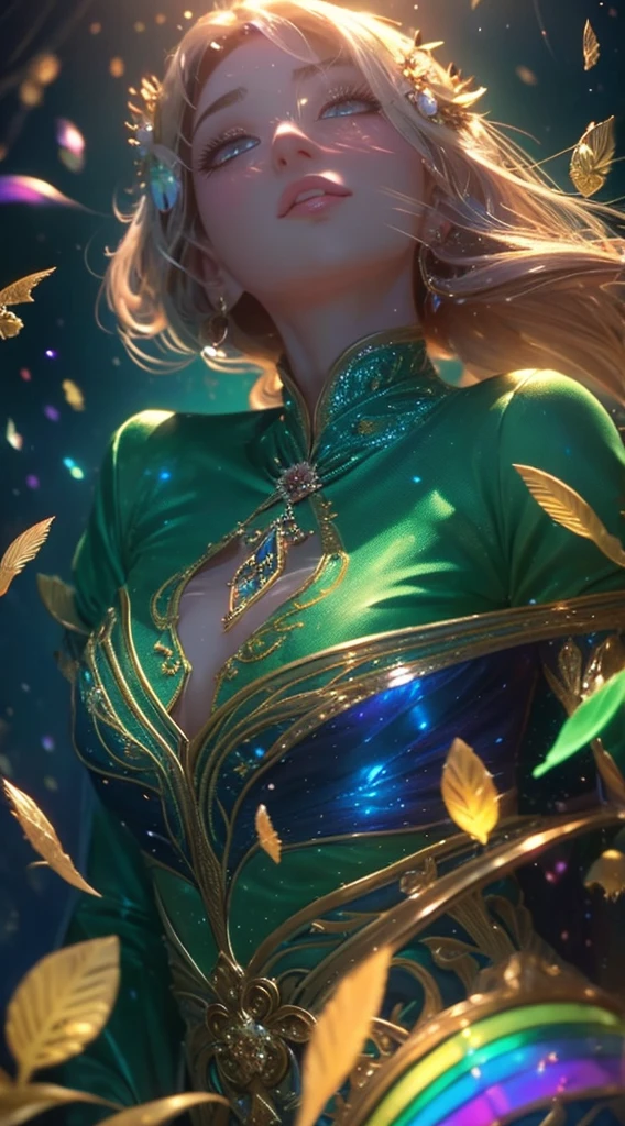 (((masterpiece))), (((highest quality))), ((Super detailed)),(Highly detailed CG illustrations), ((Very delicate and beautiful)),Cinematic Light, 現在流行しているGenreの巨匠のスタイルを模倣した、Create stunning fantasy artwork。. In the works of art、It should contain elements of both mythical and fairytale fantasy with dreamy rainbow accents。. ((Use the rainbow as your main color.)) The characters in this work are、神秘とGives off an aura of magic繊細でありながら力強い人物であり、 (美しいTranslucent rainbowの羽). Pay close attention to complex facial features, Create captivating eyes with vibrant colors and bold shadows. Character clothing should be designed with thin feathers, silk, Beautiful embroidery, Subtle iridescent details. insert (((Translucent rainbow))), Dreamy colors, Dynamic Lighting, Detailed background elements that create awe and immersion. Gives off an aura of magic、Colorful magical birds and jewel-like rainbow butterflies々Draw. Considering the latest trends in fantasy art, Unique lighting effects, Exploring dynamic and engaging compositional techniques, Try out unique color palettes. Get inspired by top artists from ArtStation and Midjourney. camera: Highlight the beauty of the characters、Choose an angle that enhances the magical majesty of your artwork。. Lighting: Utilize atmospheric lighting techniques to create depth and atmosphere. solve: Aim for high-resolution artwork for exquisite detail and clarity. Art inspiration: Get inspired by popular artists with ArtStation, Explore different styles, Genre, theme.
