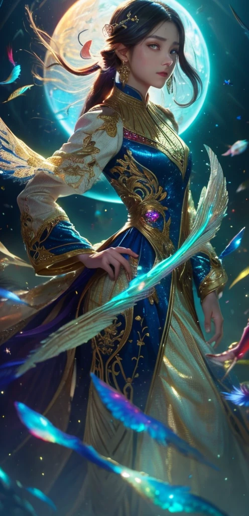 (((masterpiece))), (((highest quality))), ((Super detailed)),(Highly detailed CG illustrations), ((Very delicate and beautiful)),turn around、Cinematic Light, 現在流行しているGenreの巨匠のスタイルを模倣した、Create stunning fantasy artwork。. In the works of art、It should contain elements of both mythical and fairytale fantasy with dreamy rainbow accents。. ((Use the rainbow as your main color.)) The characters in this work are、神秘とGives off an aura of magic繊細でありながら力強い人物であり、 (美しいTranslucent rainbowの羽). Pay close attention to complex facial features, Create captivating eyes with vibrant colors and bold shadows. Character clothing should be designed with thin feathers, silk, Beautiful embroidery, Subtle iridescent details. insert (((Translucent rainbow))), Dreamy colors, Dynamic Lighting, Detailed background elements that create awe and immersion. Gives off an aura of magic、Colorful magical birds and jewel-like rainbow butterflies々Draw. Considering the latest trends in fantasy art, Unique lighting effects, Exploring dynamic and engaging compositional techniques, Try out unique color palettes. Get inspired by top artists from ArtStation and Midjourney. camera: Highlight the beauty of the characters、Choose an angle that enhances the magical majesty of your artwork。. Lighting: Utilize atmospheric lighting techniques to create depth and atmosphere. solve: Aim for high-resolution artwork for exquisite detail and clarity. Art inspiration: Get inspired by popular artists with ArtStation, Explore different styles, Genre, theme.