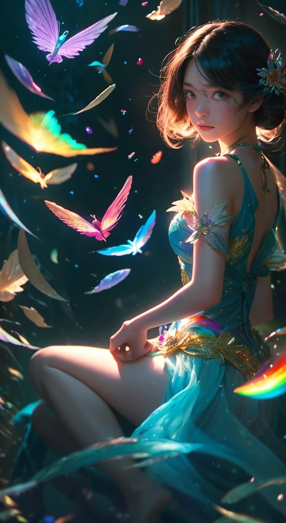 (((masterpiece))), (((highest quality))), ((Super detailed)),(Highly detailed CG illustrations), ((Very delicate and beautiful)),turn around、bikini:1.5,Cinematic Light, 現在流行しているGenreの巨匠のスタイルを模倣した、Create stunning fantasy artwork。. In the works of art、It should contain elements of both mythical and fairytale fantasy with dreamy rainbow accents。. ((Use the rainbow as your main color.)) The characters in this work are、神秘とGives off an aura of magic繊細でありながら力強い人物であり、 (美しいTranslucent rainbowの羽). Pay close attention to complex facial features, Create captivating eyes with vibrant colors and bold shadows. Character clothing should be designed with thin feathers, silk, Beautiful embroidery, Subtle iridescent details. insert (((Translucent rainbow))), Dreamy colors, Dynamic Lighting, Detailed background elements that create awe and immersion. Gives off an aura of magic、Colorful magical birds and jewel-like rainbow butterflies々Draw. Considering the latest trends in fantasy art, Unique lighting effects, Exploring dynamic and engaging compositional techniques, Try out unique color palettes. Get inspired by top artists from ArtStation and Midjourney. camera: Highlight the beauty of the characters、Choose an angle that enhances the magical majesty of your artwork。. Lighting: Utilize atmospheric lighting techniques to create depth and atmosphere. solve: Aim for high-resolution artwork for exquisite detail and clarity. Art inspiration: Get inspired by popular artists with ArtStation, Explore different styles, Genre, theme.