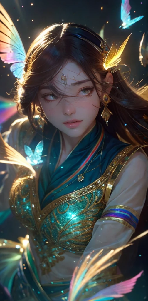 (((masterpiece))), (((highest quality))), ((Super detailed)),(Highly detailed CG illustrations), ((Very delicate and beautiful)),bikini:1.7、Cinematic Light, 現在流行しているGenreの巨匠のスタイルを模倣した、Create stunning fantasy artwork。. In the works of art、It should contain elements of both mythical and fairytale fantasy with dreamy rainbow accents。. ((Use the rainbow as your main color.)) The characters in this work are、神秘とGives off an aura of magic繊細でありながら力強い人物であり、 (美しいTranslucent rainbowの羽). Pay close attention to complex facial features, Create captivating eyes with vibrant colors and bold shadows. Character clothing should be designed with thin feathers, silk, Beautiful embroidery, Subtle iridescent details. insert (((Translucent rainbow))), Dreamy colors, Dynamic Lighting, Detailed background elements that create awe and immersion. Gives off an aura of magic、Colorful magical birds and jewel-like rainbow butterflies々Draw. Considering the latest trends in fantasy art, Unique lighting effects, Exploring dynamic and engaging compositional techniques, Try out unique color palettes. Get inspired by top artists from ArtStation and Midjourney. camera: Highlight the beauty of the characters、Choose an angle that enhances the magical majesty of your artwork。. Lighting: Utilize atmospheric lighting techniques to create depth and atmosphere. solve: Aim for high-resolution artwork for exquisite detail and clarity. Art inspiration: Get inspired by popular artists with ArtStation, Explore different styles, Genre, theme.