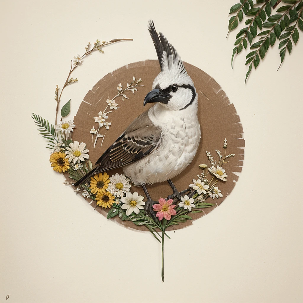 melhor qualidade, ultra detalhado, bird drawing with flowers, bird drawn with flowers around, desenho delicado e detalhado