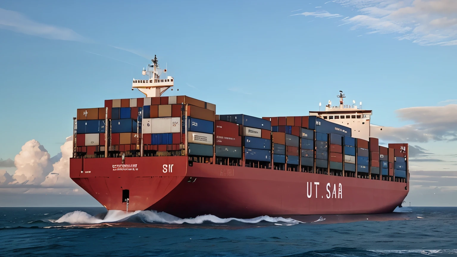 large cargo ship at sea, ultra realistic, 4k