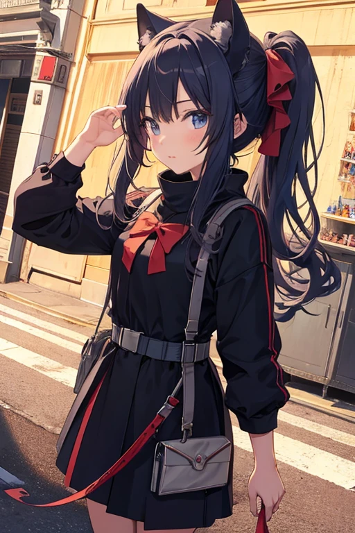 Anime girl's risqué outfit but still covers skin, Photo shoot pose, masterpiece, 最high quality, high quality, Sunglasses worn close to the nose, With one eye open, smile、Camel Toe、Giant tit、Nipple Puffs、Cleavage、Plump、Super big breasts、Super big butt