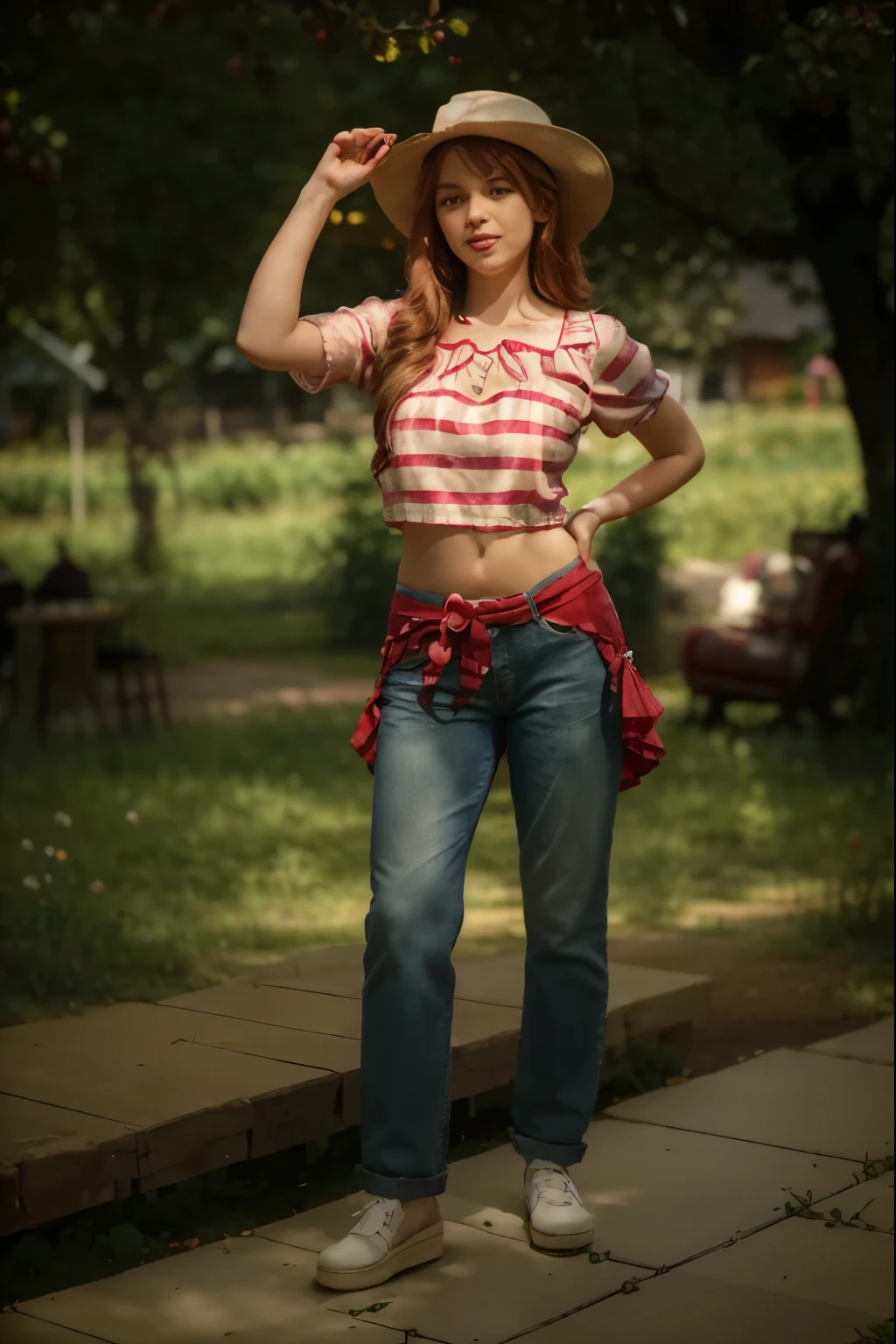 (Best quality, 8k, 32k, Masterpiece, UHD:1.2) "Transform the setting into Strawberryland from Strawberry Shortcake. The scene should be vibrant and colorful, with berry-themed houses and buildings. Include Strawberry Shortcake's Berry Bitty Café, Blueberry Muffin's Bookstore, Lemon Meringue's Hair Salon, Orange Blossom's General Store, Raspberry Torte's Fashion Boutique, Plum Pudding's Dance Studio, Huckleberry Pie’s Honey Hut, and Cherry Jam’s Music Studio. The landscape should be filled with lush green meadows, blooming flowers, and berry bushes. Add a bright blue sky with fluffy white clouds to enhance the cheerful and whimsical atmosphere of Strawberryland."