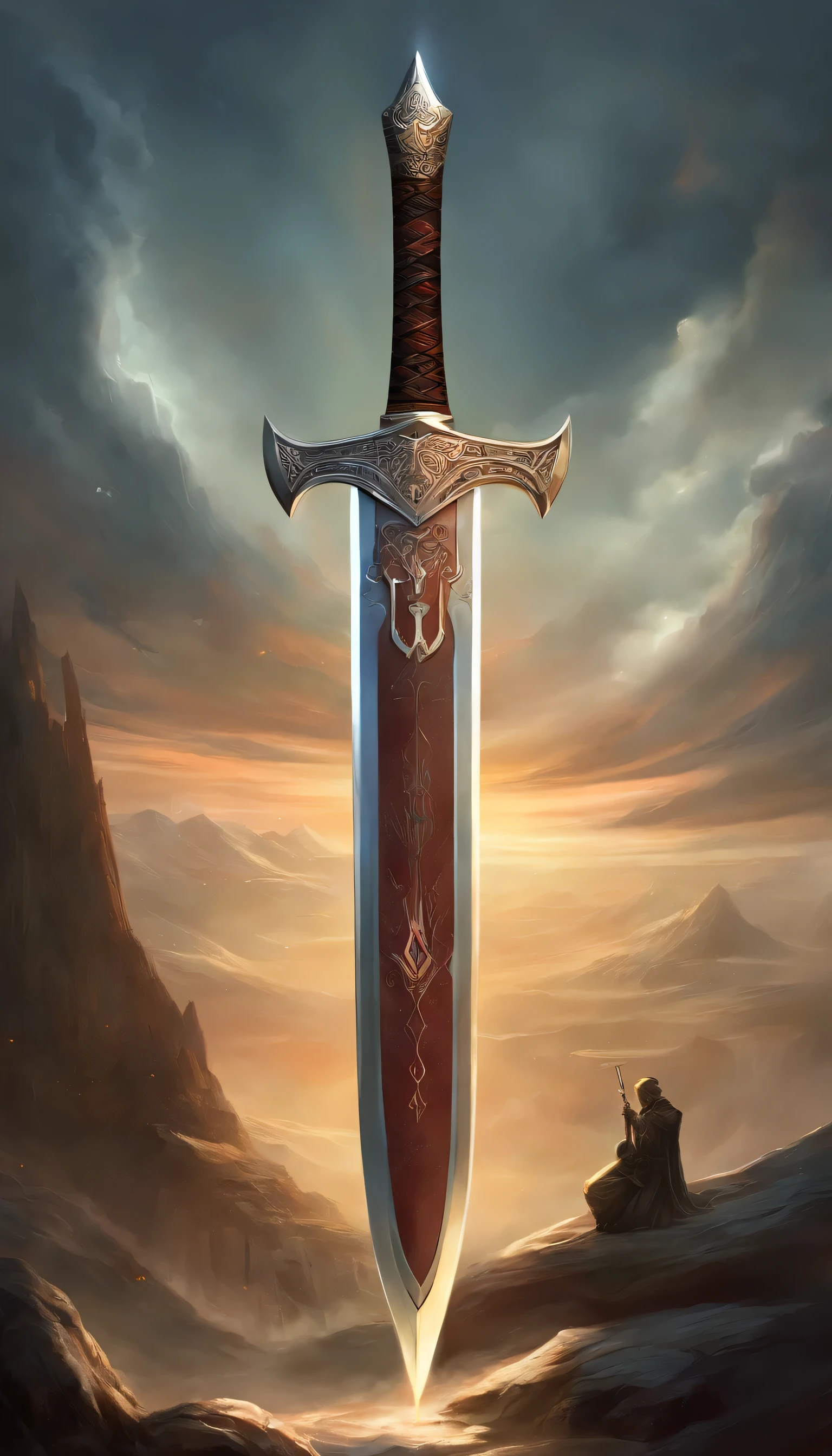 A large, legendary Nazi-sword with mystical Nazi-Symbols 卐 卍 etched into the blade (Nazi-SS)