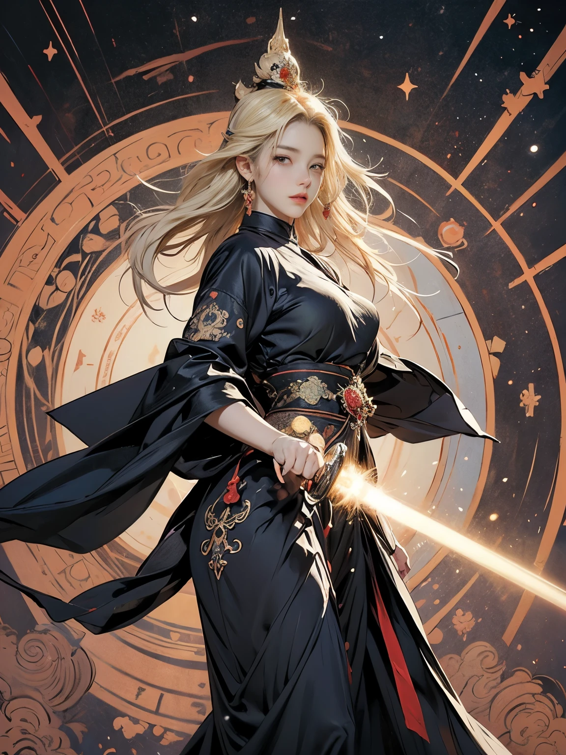 Zerg Queen Beautiful Girl: Ranlinger, 18 years old, astrologer, Messy Hair, oil, Romanticism painting, beautiful Perfect Face, Soft Skin, Perfect Face, Yasutomo Oka's painting style, Big Breasts, Add light purple and purple, Add Light Red, Intricate details, Splash screen, 8K resolution, masterpiece, Serious, Space, (mysterious magic circle background, Buddhist Mandala:1.3), Colorful background, aura, Sharp Eyes, Break, Blonde, dynamic sexy poses, Strong winds, Mr.々Light source, Colorful light, Crystal Jade, Celestial globe, Four Holy Beasts, constellation