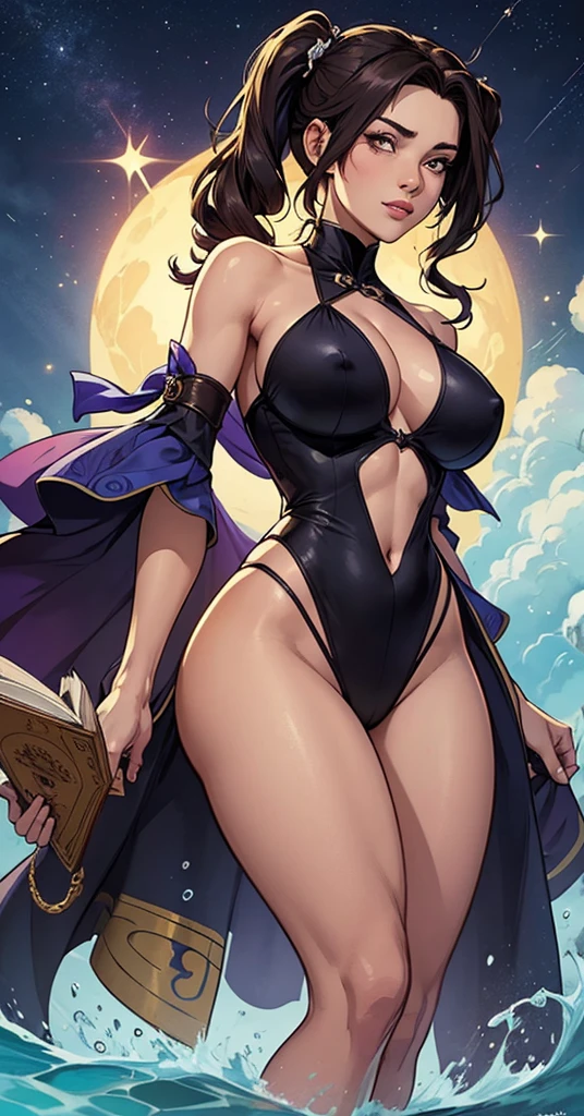Estilo J. Scott Campbell Weisz sheet sorriso feliz Personagem Lara croft imagem de corpo inteiro desenho animado de uma mulher .cartoon style illustration, estilo de arte dos desenhos animados, estilo de arte dos desenhos animados, digital illustration style, design de personagens altamente detalhado, arte digital detalhada fofa, City fan art, Design de personagens de retrato, beautiful digital illustration, retrato de alta qualidade, Arte em quadrinhos, mulher jovem. expression of sexual desire a woman in bikini and panties with different poses, modelo uniforme | digite germe, digite germe comic, por Ryan Yee, range murata and digite germe, extremely detailed digite germe, as seen on digite germe, franco para, krenz cushart e digite germe, estilo ross tran, style digite germe, Kate BispoEstilo J. Scott Campbellgarota, localizado na esquina, looking at the sky, Sozinho, Mona (impacto genshin), Gargantilha, cabelo entre os olhos, star (symbol), cabelo longo, cabelo roxo escuro, twintails, olhos azuis, olhos brilhantes, joia, bruxa, housekeeper, franja, vestido preto roxo, saia roxa, avental branco, paisagem, noite sky, star (sky), starry sky, noite, ar livre, nuvens, reflection, Water, Magia, tarot, Water Magia, ((linda estrela de cristal dourada)), space, Water droplets, Respingo