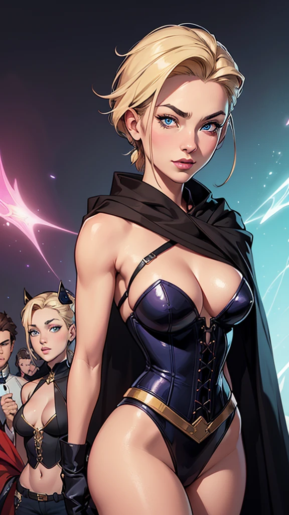 Estilo J.. Scott Campbe linda feiticeira, cabelo loiro, Magia, cabelo curto loiro, estilo fantasia, vestido loiro, sorriso loiro, detalhado blue eyes, detalhado brown eyes, revelando o manto assassino, Magia robe, D&D, The cloak is made of origami, Weilding, polvilhar de vezes, detalhes intrincados, realista, Estilo J.. Scott Campbe, Focado, detalhado, o FotoReal, Hiperrealismo, 4kn de personagens altamente detalhado, arte digital detalhada fofa, City fan art, design de personagem retrato, beautiful digital illustration, retrato de alta qualidade, arte em quadrinhos, retrato do design do personagem, Busty without clothes and medium breasts female character two girlfriends Beautiful character pose in dynamic pose two women together Yvonne Strahovski on the left and together with J.ennifer Connelly on the right with a symmetrical body with a corset and beautiful breasts, corpo bem definido, delicado e sensual, estilo de desenho animado, digital illustration with each other artgerm style Angelica - Fate/Kaleid Liner Prisma Illya cartoon style digital illustration colorful background diverse attractive woman sesy beautiful female symmetrical breasts beautiful breasts in cartoon style digital illustration art, melhor qualidade,Cartoon estilo digital illustration estilo J.ill Valentin resident Evil (papel de parede extremamente detalhado da unidade CG 8k), (melhor qualidade), (best illustration), (melhor sombra), absurdos, realistic lighting, (Abismo), lindo brilho detalhado, arte de , Cartoon estilo digital um close de uma mulher com uma camisa azul e cabelo loiro, zenoscope, J... Scott Campbell, retrato de emma geada, Betty Cooper, J.. Scott Campbell, graphic artist artgerm, Emma Frost, quadrinhos artgerm, artgerm e lois van baarle, Arthur e Warren Louw, German style art, Android 18