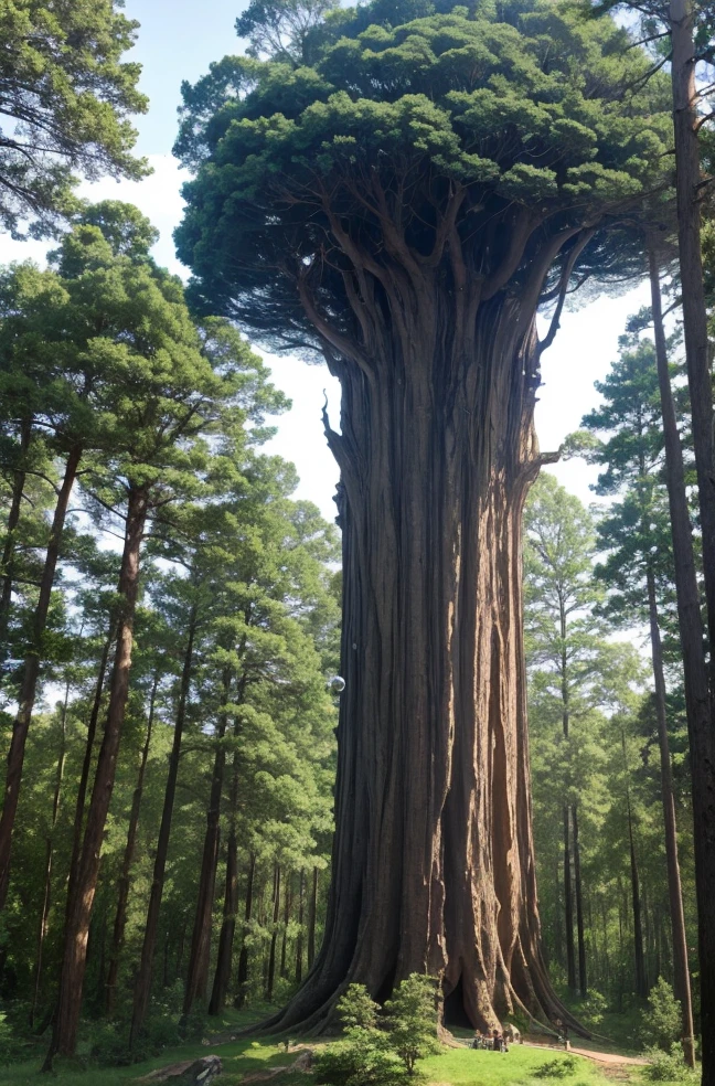 The giant bubble old tree on top of the forest hill of the bubble land like the soul of forest