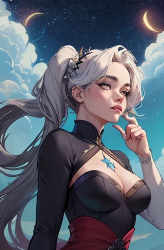 Personagem mulher estilo atompunk Fiona rainha Anna de Arendelle com marcas de guerras Imagem de desenho animado de uma mulher .Ilustra??o estilo desenho animado, estilo de arte dos desenhos animados, estilo de arte dos desenhos animados, digital illustration style, estilo atompunk design de personagens altamente detalhado, arte digital detalhada coragem, Forest fan art, Design de personagens de retrato, beautiful digital illustration, retrato de alta qualidade, Arte em quadrinhos, mulher jovem cabelo com transas lindas . Queen Anna of ArendelleBeautiful lined eyes Medium large bust and wonderful sexy clothes. image expression of sexual desire from waist to head illustration Queen Anne of Arendelle atompunk style Fallout 4 style pose a close-up of a woman with a flower in her hair, obras de arte no estilo de guweiz, extremely detailed digite germe, digite germe. alto detalhe, style digite germe, digite germe. anime illustration, digite germe portrait, even model | digite germe, digite germe and rossdraws playboy garota, localizado na esquina, looking at the sky, Sozinho, Mona (impacto genshin), Gargantilha, cabelo entre os olhos, star (symbol), cabelo longo, cabelo roxo escuro, twintails, olhos azuis, olhos brilhantes, joia, bruxa, housekeeper, franja, vestido preto roxo, saia roxa, avental branco, paisagem, noite sky, star (sky), starry sky, noite, ar livre, nuvens, reflection, Water, Magia, tarot, Water Magia, ((linda estrela de cristal dourada)), space, Water droplets, Respingo