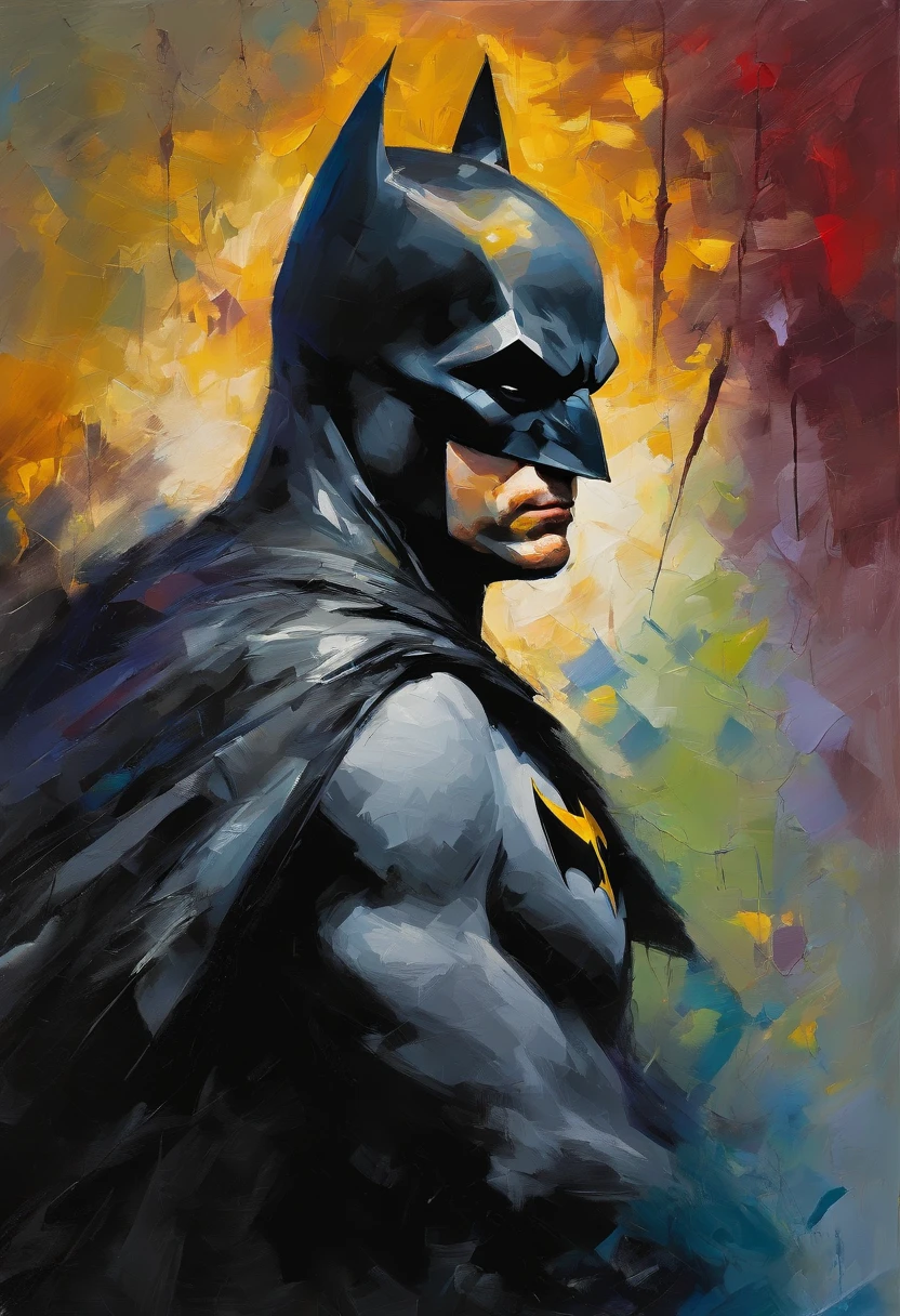 Batman, upper body, full colour illustration,