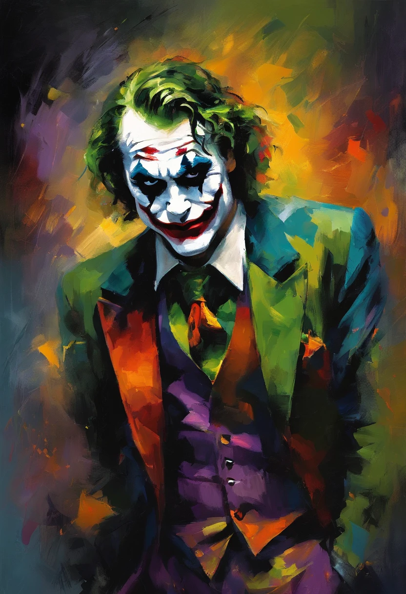 Joker, upper body, full colour illustration,
