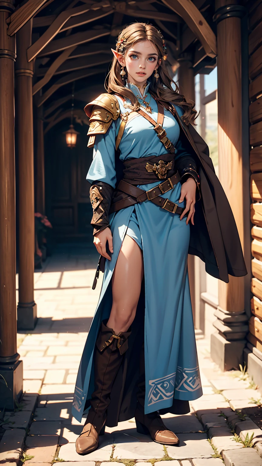 Princess Zelda full body shot, Brown Hair, blue eyes, Dressed as an Assassin&#39;s Creed Assassin, white+In gold、whiteいマスクと金色のディテールが施されたフード, XL Bust, Using the Wrist Blade. background: Renaissance city. Unreal Engine 5, anime, anime style, masterpiece, Well drawn eyes, Well-drawn faces, 細部までWell drawn eyes, 細部までWell-drawn faces, 8k, Light and shadow effects.  