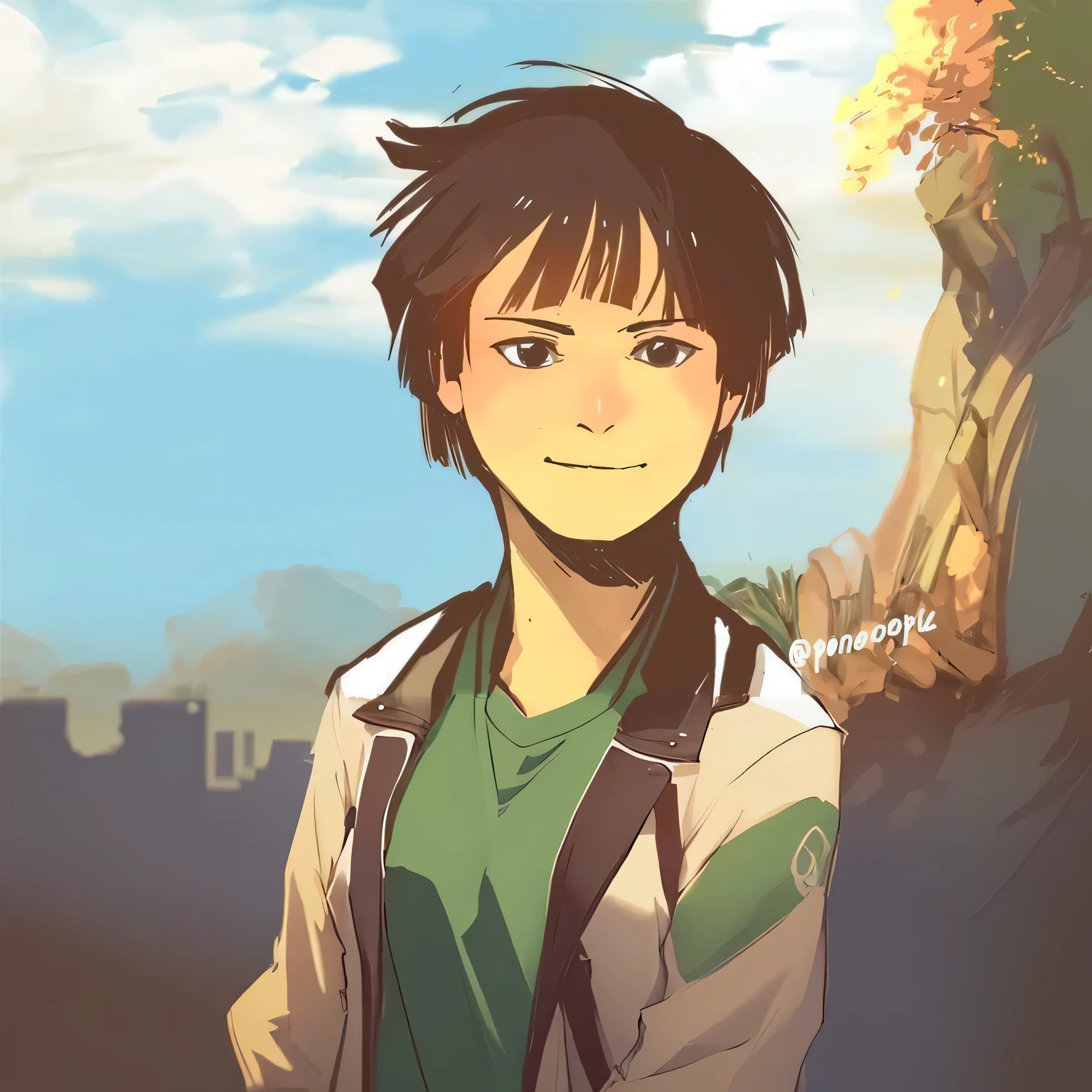 anime character with a tree in the background, Makoto Shinkai art style, Makoto Shinkai style, Makoto Shinkai!, Makoto Shinkai!!, Makoto Shinkai ( apex legends ), made with anime painter studio, Makoto Shinkai. digital rendering, estilo no estilo ghibli anime, painted in anime painter studio, retrato estilo anime