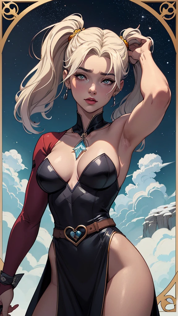 Personagem mulher estilo Harley quinzel  Fiona rainha Anna de Arendelle com marcas de guerras Imagem de desenho animado de uma mulher .Ilustra??o estilo desenho animado, estilo de arte dos desenhos animados, estilo de arte dos desenhos animados, Harley Quinn Digital Illustration Style, estilo atompunk design de personagens altamente detalhado, arte digital detalhada coragem, Forest fan art, Design de personagens de retrato, beautiful digital illustration, retrato de alta qualidade, Arte em quadrinhos, mulher jovem cabelo com transas lindas . Queen Anna of ArendelleBeautiful lined eyes Medium large bust and wonderful sexy clothes. image expression of sexual desire from waist to head illustration Queen Anne of Arendelle atompunk style Fallout 4 style pose a close-up of a woman with a flower in her hair, obras de arte no estilo de guweiz, extremely detailed digite germe, digite germe. alto detalhe, style digite germe, digite germe. anime illustration, digite germe portrait, even model | digite germe, digite germe and rossdraws playboy garota, localizado na esquina, looking at the sky, Sozinho, Mona (impacto genshin), Gargantilha, cabelo entre os olhos, star (symbol), cabelo longo, cabelo roxo escuro, twintails, olhos azuis, olhos brilhantes, joia, bruxa, housekeeper, franja, vestido preto roxo, saia roxa, avental branco, paisagem, noite sky, star (sky), starry sky, noite, ar livre, nuvens, reflection, Water, Magia, tarot, Water Magia, ((linda estrela de cristal dourada)),  space, Water droplets, Respingo Harley quinzel 