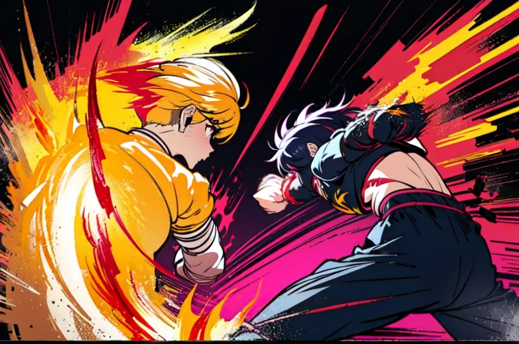 masterpiece,best quality,shadowboxing、Heavy fists, powerful explosive power, dynamic lines,uppercuts,Rough action lines,ferocious expression,
(theme,dark blue flame),
perfect girl,flames attached to the body, fight、glowing amber eyes,perfect detailed lighting,messy hair,punch,Cross Counter (The screen shattering effect appears where the fist strikes) fight scene
