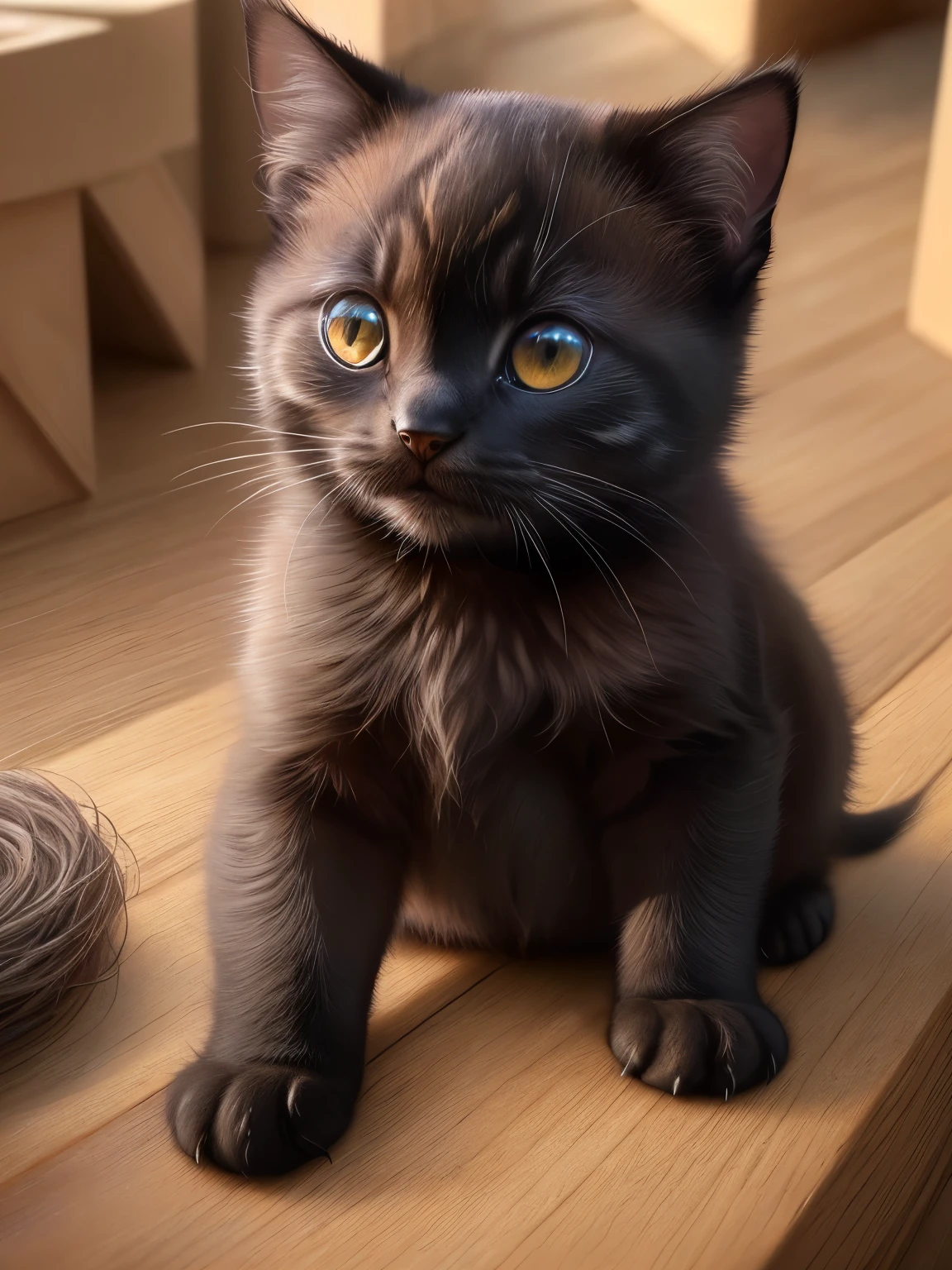 (highest quality,4K,8k,High resolution,masterpiece:1.2),Super detailed,(Realistic,Realistic,Photorealistic:1.37),Northern,South,Multiverse,Diverse landscapes,Natural Beauty,Cute black kitten,Art Gallery、Very small kitten、Random Pause