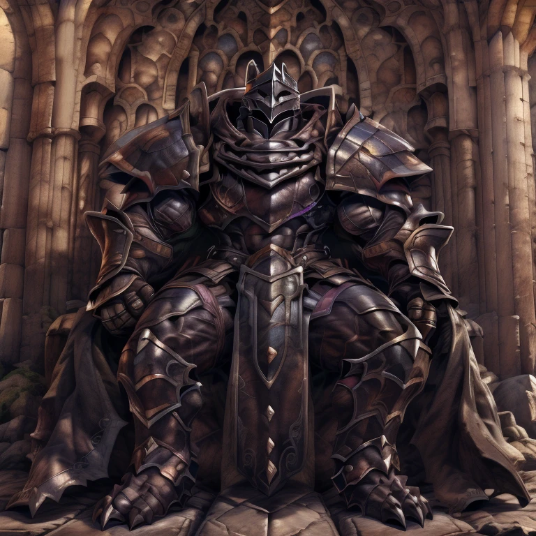 (masterpiece, best quality, detailed:1.5) (Pokémon) (LUCARIO:1) (gigantic muscles:1.2), (nj5furry:1.5), detailed full body, a knight's mechanical armor, glowing wide and heavy armor, wears full body armor. massive muscles, huge pecs, chiseled abs, huge pectorals, exaggeratedly huge muscles. wearing a cloak. unusually developed muscular body big muscle, pecs, triceps, traps, waist narrow, unusually developed muscular body, Dark knight, BlackKnight_fe, The claws are sharp, Sharp teeth, He wears a black cloak on his back. sitting on the throne, gigantic muscles