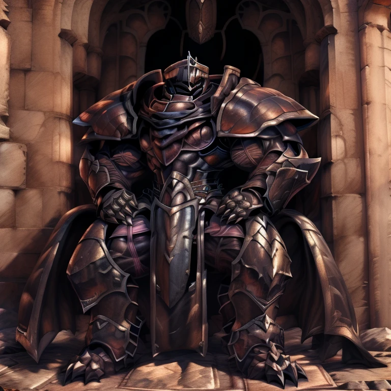 (masterpiece, best quality, detailed:1.2) (Pokémon) LUCARIO, detailed full body, a knight's mechanical armor, glowing wide and heavy armor, wears full body armor. massive muscles, huge pecs, chiseled abs, huge pectorals, exaggeratedly huge muscles. wearing a cloak. unusually developed muscular body big muscle, pecs, triceps, traps, waist narrow, unusually developed muscular body, Dark knight, BlackKnight_fe, The claws are sharp, Sharp teeth, He wears a black cloak on his back. sitting on the throne,