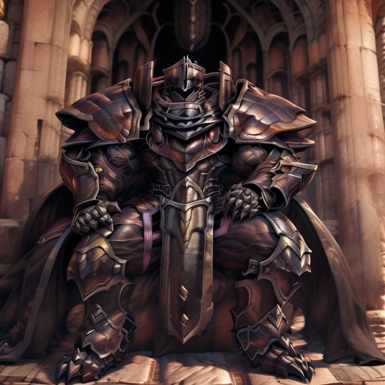(masterpiece, best quality, detailed:1.2) (Pokémon) LUCARIO, detailed full body, a knight's mechanical armor, glowing wide and heavy armor, wears full body armor. massive muscles, huge pecs, chiseled abs, huge pectorals, exaggeratedly huge muscles. wearing a cloak. unusually developed muscular body big muscle, pecs, triceps, traps, waist narrow, unusually developed muscular body, Dark knight, BlackKnight_fe, The claws are sharp, Sharp teeth, He wears a black cloak on his back. sitting on the throne,