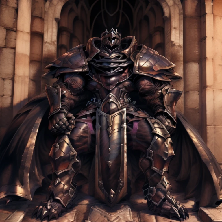 (masterpiece, best quality, detailed:1.2) (Pokémon) LUCARIO, detailed full body, a knight's mechanical armor, glowing wide and heavy armor, wears full body armor. massive muscles, huge pecs, chiseled abs, huge pectorals, exaggeratedly huge muscles. wearing a cloak. unusually developed muscular body big muscle, pecs, triceps, traps, waist narrow, unusually developed muscular body, Dark knight, BlackKnight_fe, The claws are sharp, Sharp teeth, He wears a black cloak on his back. sitting on the throne,