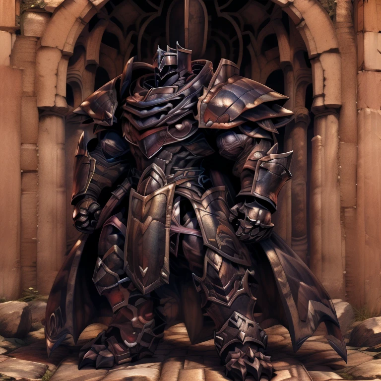 (masterpiece, best quality, detailed:1.2) (Pokémon) LUCARIO, detailed full body, a knight's mechanical armor, glowing wide and heavy armor, wears full body armor. massive muscles, huge pecs, chiseled abs, huge pectorals, exaggeratedly huge muscles. wearing a cloak. unusually developed muscular body big muscle, pecs, triceps, traps, waist narrow, unusually developed muscular body, Dark knight, BlackKnight_fe, The claws are sharp, Sharp teeth, He wears a black cloak on his back. giant