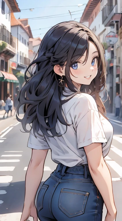 (Obra de arte:1.2), melhor qualidade, pixiv, Garota legal, glorioso, cabelo loiro, rua, Short curto, peito grande