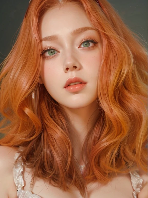 young woman, short shoulder-length pink hair, wide forehead, porcelain skin, pink eyebrows, big emerald green eyes, buttoned nose, full lips, heart-shaped face, slender body, small breasts, red tank top, Sakura Haruno , realistic, realism, details, 3d, well detailed