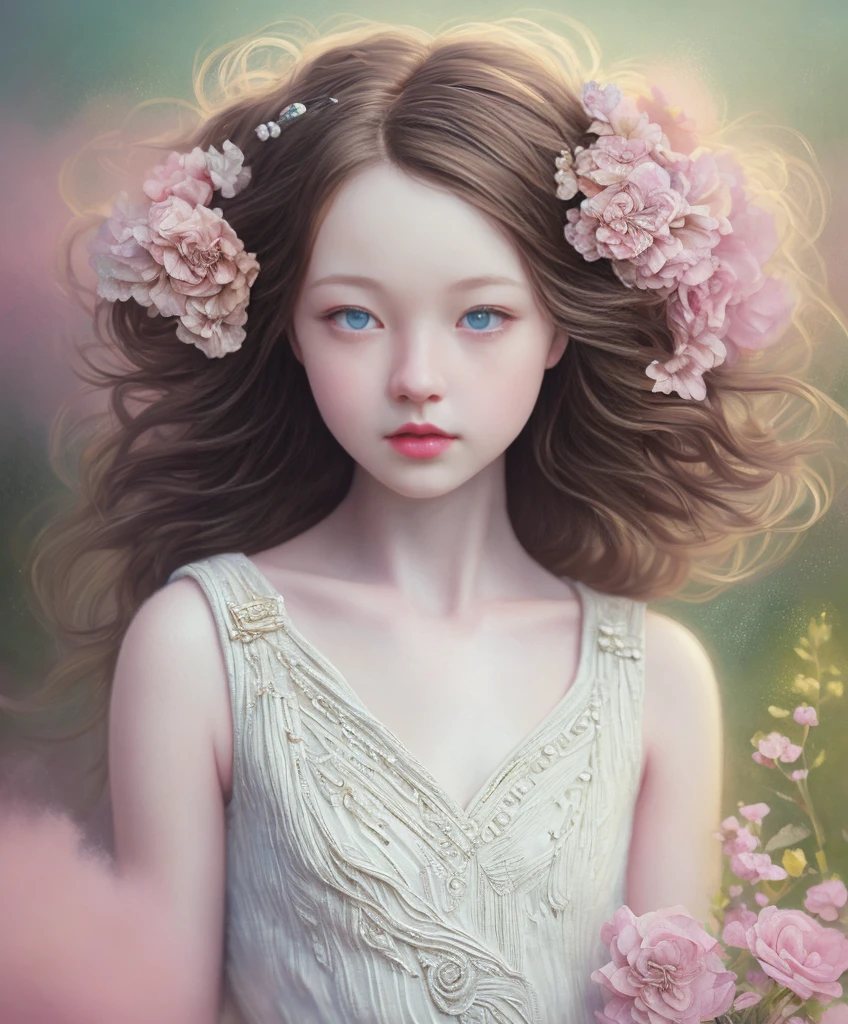 (Cinematic Photo:1.3) of (Realistic:1.3),(Cosy:1.3) beautiful 12 year old girl, (intricate cute brown hair), highly detailed skin textures, lifelike skin texture, looking intimately directly at camera, (looking at viewer), pouting lips, Pastel, glitter, dramatic, dreamy, pastel flower garden, elegant, Whimsical, Delicate, Highly detailed, Intricate, UHD digital photo, Fantasy theme, white underwear, Fantasy concept art, glamour girl, beautiful young girl, perfect body, highly detailed full body shot, dreamy, pastel, Watercolor, Whimsical, Delicate, detailed hair ribbon, Highly detailed texture, life like texture, digital painting,Highly Detailed photograph,(Art Deco:1.3),(Photorealism:1.3),(Classical Realism:1.3),(Fujifilm Superia:1.3),naturalism, golden hour light