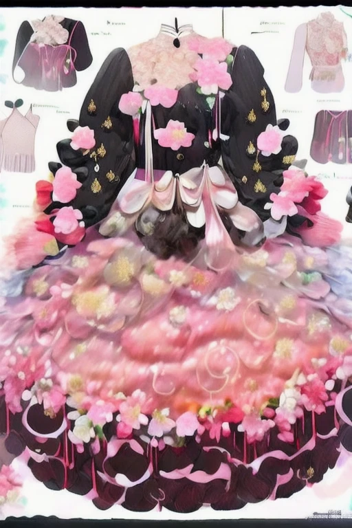 concept art rococo dress clothes cake inspired, pastel, jewellry, flowers