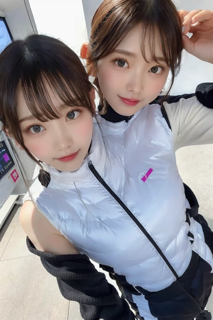 An innocent 20-year-old girl、((White tank top, Dramatic Pose)),smile,BREAK (Spacecraft control room background):2,、BREAK RAW Photos, (8k、highest quality、masterpiece:1.2)、(Intricate details:1.4)、(Photorealistic:1.4)、Octane Rendering、Complex 3D rendering with ultra-detail, Studio Soft Light, Rim Light, Vivid details, Super Detail, Realistic skin texture, Detailed aspect, Beautiful details in the eyes, Highly detailed CG Unity 16k wallpaper, compensate, (Detailed Background:1.2), Glowing Skin, whole body、(astrovest):2,(black long sleeves):5,headphone,smartwatch,((Standing with hands behind back、Leaning forward、Angle from above))
