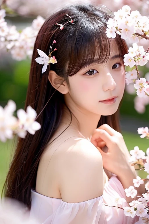 cherry blossoms、storm、petal、blow off,Petals fly all over the image。