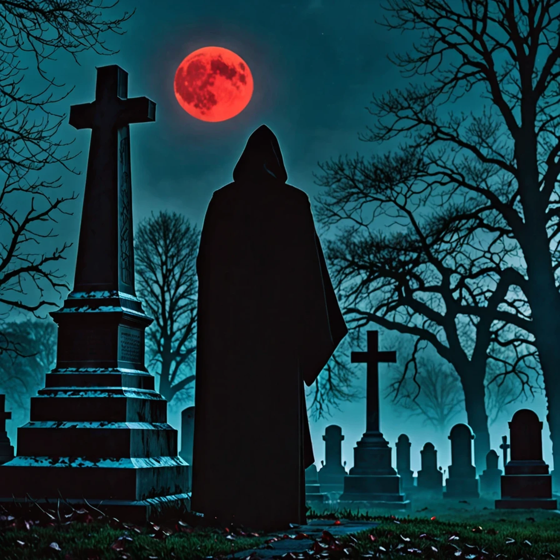 (best quality,4k,8k,highres,masterpiece:1.2),ultra-detailed,(realistic,photorealistic,photo-realistic:1.37),dark, mysterious, eerie atmosphere, 
Black Grim Reaper, 
dramatic, chilling presence, 
sinister, flowing black robe, 
menacing, skeletal figure, 
glowing red eyes, 
scythe tightly grasped, 
ominous, haunting presence, 
ethereal, otherworldly aura, 
moonlit cemetery, 
foreboding, shadowy graveyard, 
hauntingly beautiful, 
soul-transporting, 
death and afterlife, 
sinister silhouette, 
shadows and darkness, 
shrouded in mystery, 
hauntingly serene, 
elegant yet terrifying, 
omnipotent and unstoppable, 
timeless embodiment of death, 
contrast between life and death, 
whispering winds, 
gothic architecture, 
creeping fog, 
crimson sunset, 
imposing, towering presence, 
crow circling overhead, 
chilling embrace of mortality, 
cloak billowing in the wind, 
endless abyss, 
eternal darkness, 
bone-chilling cold, 
transcendent entity, 
harbinger of doom, 
solemn and solemn, 
skeletal hands, 
eternal sleep, 
never-ending cycle, 
portal to the afterlife。