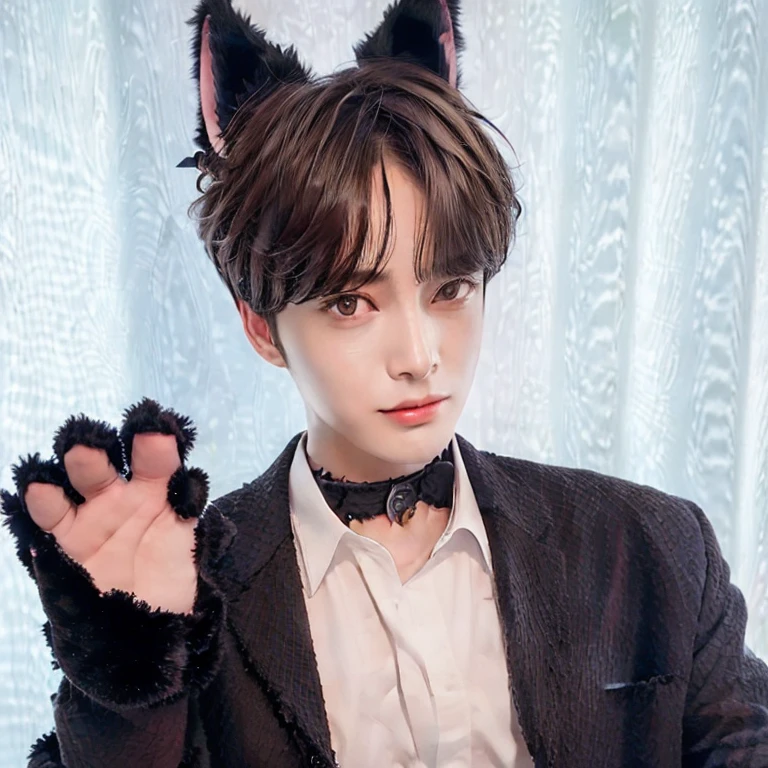 (masterpiece, best quality:1.2), 1boy, solo,cat ears