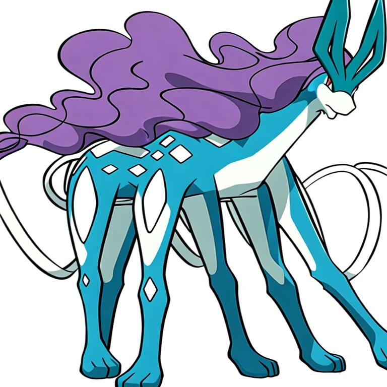 (masterpiece, best quality:1.2),solo,suicune \(pokemon\),pokemon \(creature\),full body,no humans,red eyes,quadrupedal