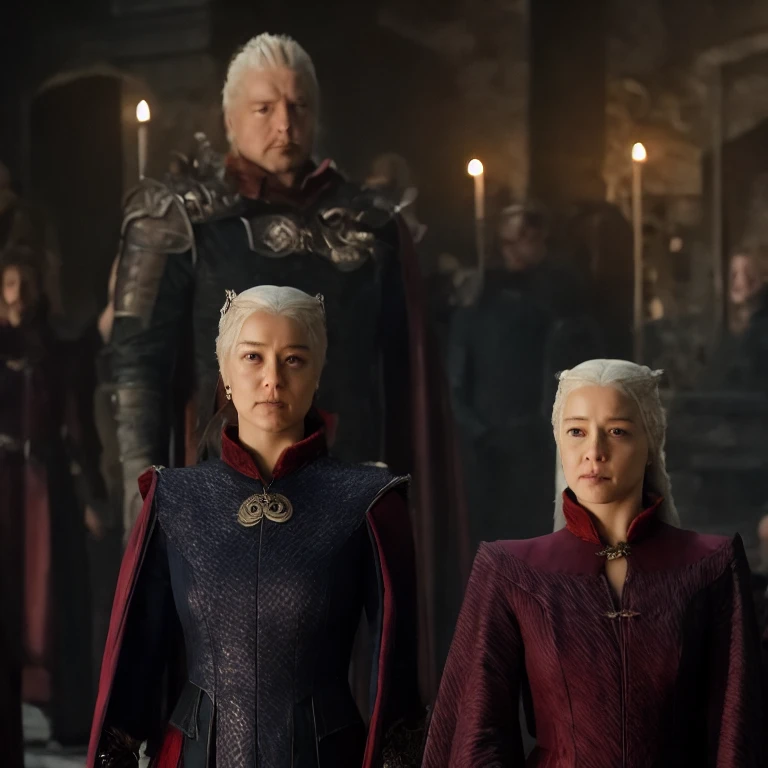 cinematic poster, Arte centrada, 1 girl, solo, ((sozinho)), (((only one character))), a Targaryen queen, A Guerra dos Tronos,, Game of Thrones, Gothic colors, climate of tension and terror, Adobe Illustration, trending on ArtStation, 8k, disco Rigido , master part, arte linda, detalhes intrincados.